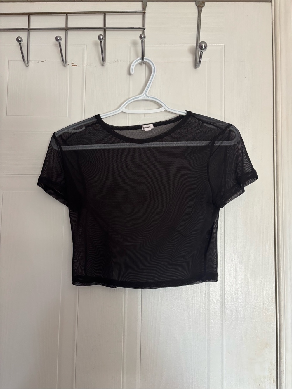 Garage Black Sheer Mesh Crop Top